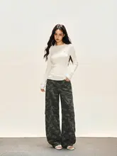 高腰多ポケットデニムワイドパンツ【春秋用・カジュアル・女性用】（セットアップ対応）