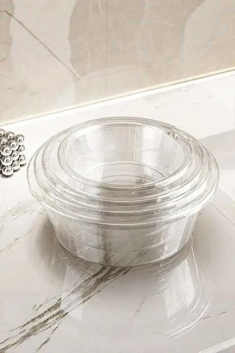透明な洗面器【大サイズ・厚手プラスチック・家用・学生寮用】
