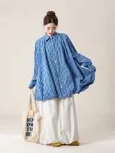 タータンチェックの優雅なロングシャツ【春用・ブルー系】