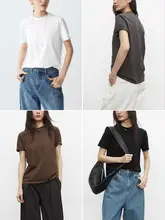 IACHOE 長綿コットン ラウンドネック短袖Tシャツ【夏用・分割デザイン・肌触りの良い素材】