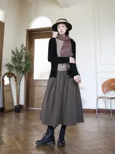 秋冬用コットンリネンAライン中長丈スカート【カジュアル・コーディネートしやすい】（セットアップ対応）