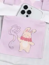 かわいいウサギデザインのキャンバス手提げバッグ【通勤・ショッピング用】