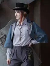 レトロ男女兼用 七分袖ピンリボンショートコート【スチームパンクスタイル・短丈・翻領】