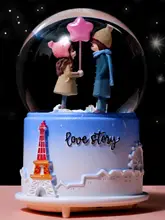 白鹅绒入り 水晶球ミュージックボックス【雪が舞うデザイン・子供や友人への誕生日プレゼント】