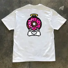 オーバーサイズのカートゥーンTシャツ【夏用・コットン製・ラウンドネック・短袖】