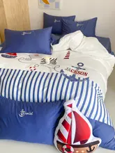 海軍風カートゥーン帆船デザインの全棉ベッドリネン【極上の柔らかさ・子供用】（セットアップ対応）