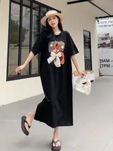 極上の柔らかさのコットン半袖Tシャツワンピース【ルーズフィット・大きいサイズ・カジュアル】（セットアップ対応）