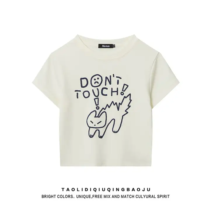 カジュアルなアニメプリントの半袖Tシャツ【女性用・ホワイト・ゆったりデザイン】（セットアップ対応）