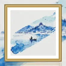 独釣寒江雪の十字刺繍【リビング・寝室用風景】