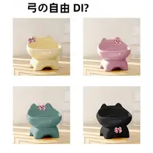 猫用陶器フードボウル【可愛いデザイン・水飲み兼用・転倒防止・首を守る】