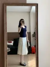 春夏用 杏色のドレープハイウエストAラインスカート【プレシャスなシルエット・ミディ丈】（セットアップ対応）