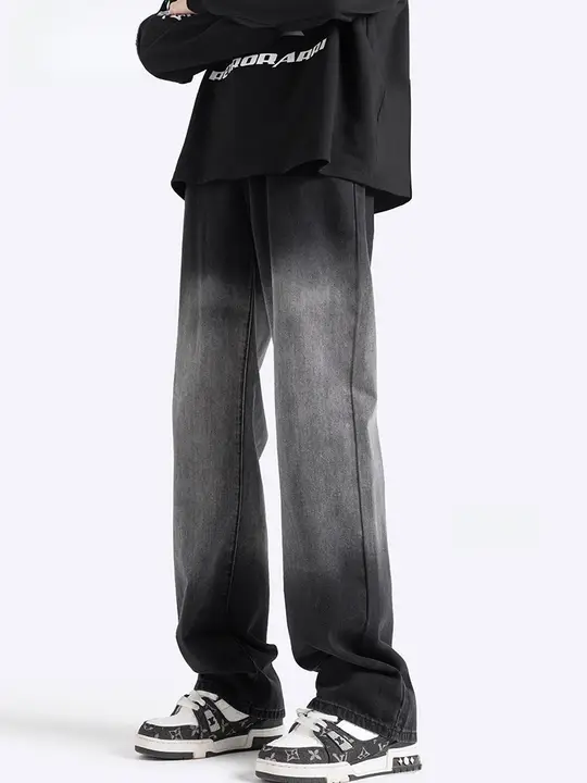 アメリカンスタイルのグラデーションデニムパンツ【メンズ・ワイドレッグ・フィット・春秋用】