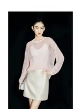 スカート レディース Aライン サテン シルクウール混 タイト ミニ丈 きれいめ 上品 春秋 「MandyZhang」