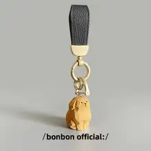 木製彫刻のゴールデンレトリバーキーホルダー【レザー製・男女兼用・シンプルで上質なデザイン・贈り物に最適】