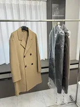高品質ウールのダブルブレストデザイン！秋冬用メンズ両面コート【カジュアル・中長丈】