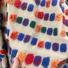 カラフルなチェック柄ニット風生地【女性用コート・ドレス・ハンドメイド用】