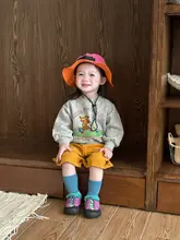 子供用 カートゥーンくまデザインの秋用スウェットシャツ【カジュアル・プルオーバー】（セットアップ対応）