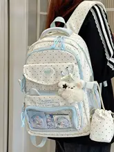 可愛らしいドット柄のリュック【学生用・大容量・軽量・日常使いに最適】