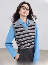 カラーライン入りニットカーディガン【優雅なデザイン・翻領】