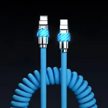iPhone対応の極上充電ケーブル【PD急速充電・発光ヘッド・ラバーコイル】