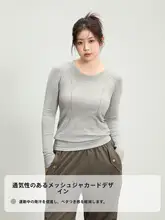 極上の柔らかさのグレー長袖スポーツトップス【ヨガ・ランニング・速乾】