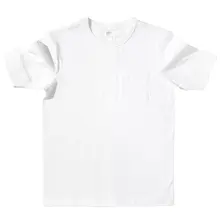 アメリカンスタイルのポケット付きコットン半袖Tシャツ【ホワイト・クルーネック・ショートスリーブ】