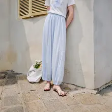 デザイン性のある青色ランタンパンツ【ハイウエスト・スリム効果・フィット】