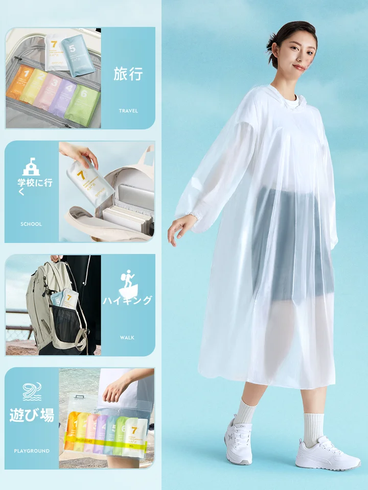 使い捨て雨具【子供用・携帯型・厚手のカバー・フルボディ・防水・長丈】