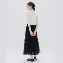 大きめフレアスカート【優雅なシフォン・春夏用・ウエストゴム】