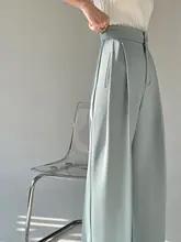 PAPERLLL レディース 夏用ワイドレッグパンツ【薄手・ハイウエスト・ストレート・スリム効果・ロング丈】