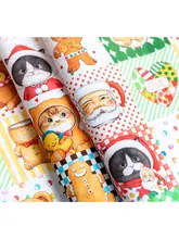 手作りDIYパッチワーク布製クリスマスタペストリー【純綿・キャットデザイン】（セットアップ対応）