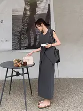 クールグレー 無袖スウェットワンピース【夏用・極上の柔らかさ・ルーズフィット】（セットアップ対応）