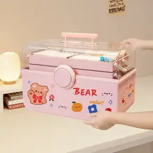 大容量の子供用ヘアアクセサリー収納ボックス【二段式・ヘアピン・ゴム・リボン対応】（セットアップ対応）