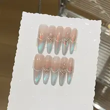 幻想的な夜の雰囲気！粉色のマジックミラー＆ガラスビーズネイルアート【猫目デザイン・手作り・華やか】