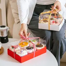 赤い2インチムースケーキボックス【4分割デザイン・お菓子用・焼き菓子ギフトボックス】