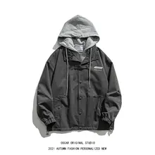 フード付きのカジュアル秋用ジャケット【ストリートスタイル・ユニセックス・フィット】（セットアップ対応）