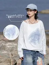 飛鳥デザインの刺繍入り長袖UVカットシャツ【軽量・ゆったりフィット】