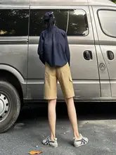 カーキ色 バミューダショートパンツ【五分丈・ユニセックス・キャンプ用】