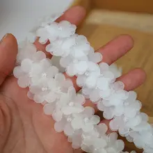 幅広の水晶ビーズ立体花モチーフ【DIY素材・子供服アクセサリー】