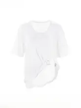 100%コットン 白色短袖Tシャツ【シンプルデザイン・カジュアルスタイル】