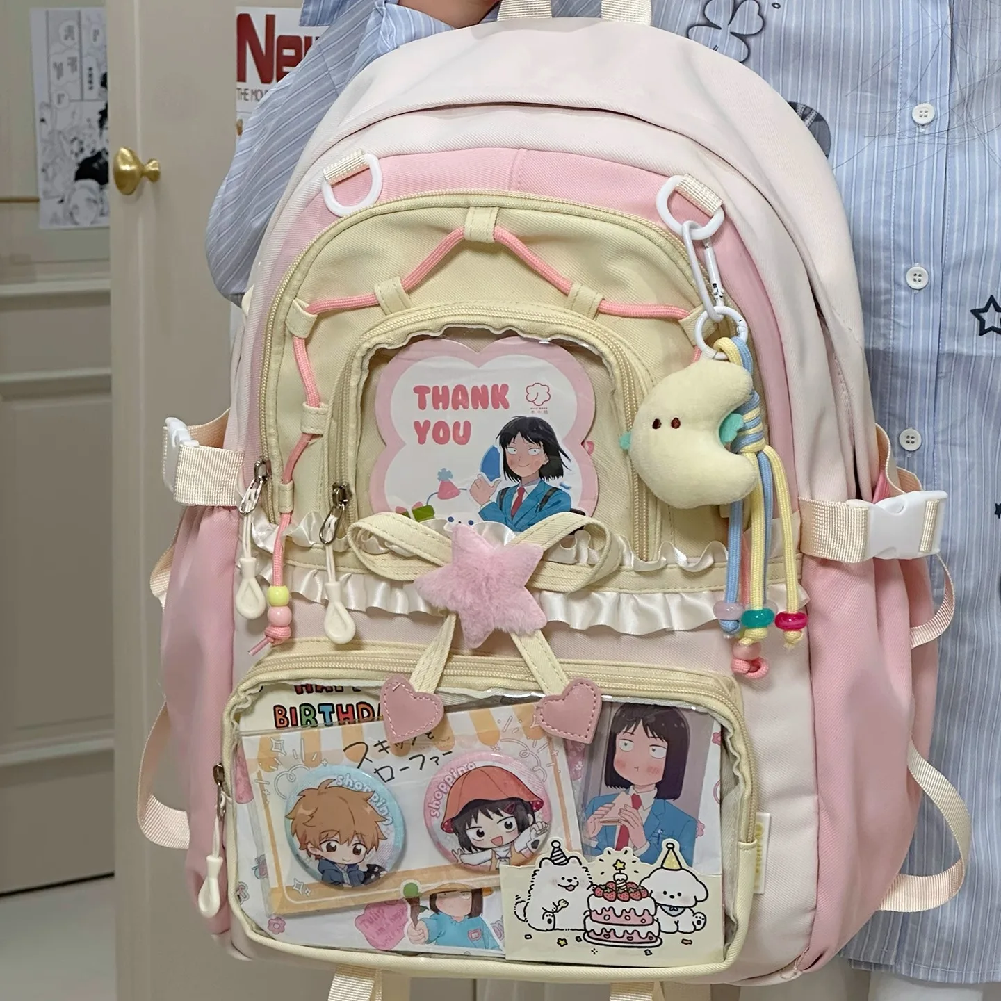 中学生女の子向けかわいいデザインリュック：大容量で実用性のある学生用バックパック