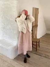 柔らかいピンクのウールコットンドレス【冬用・大きなフレア】
