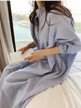ゆったりデザインのシャツワンピース【大きいサイズ・リラクシングスタイル・長め丈】
