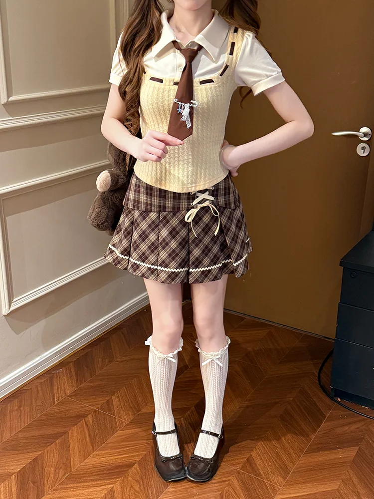 学院風バイカラーニット半袖シャツ：可愛い中学生向け通学スタイルの実用性とデザイン解析