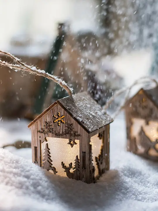 クリスマス装飾用 雪の家のライト【クリスマスツリー飾り・小夜灯・パーティー用】