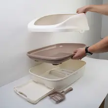 抗菌脱臭機能付き猫用トイレ【ダブルレイヤー・ハーフクローズドデザイン・大サイズ】
