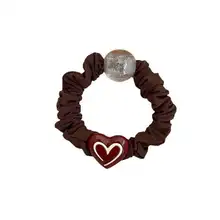 レトロなワインレッドと黒のヘアゴム【上質なデザイン・高級感のあるヘアアクセサリー】