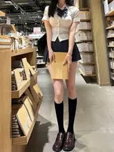 スカート JK 制服 学院スタイル ハイウエスト プリーツスカート ブラウス 女性 夏