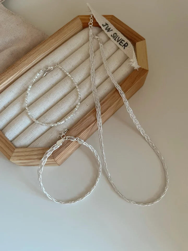 S925純銀製 編み込みデザインブレスレット【女性用・高級感・贈り物】