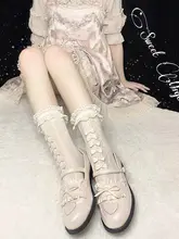 白色ストッキング ロリータスタイル ディテールレースのくるぶしソックス【春夏用・リボンデザイン】